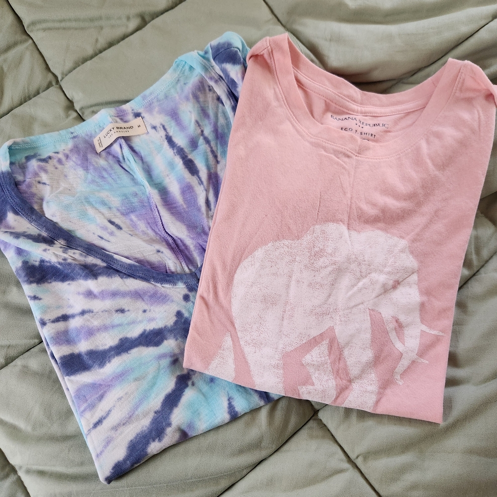Lucky Brand Blue and Purple Tie-Dye Top